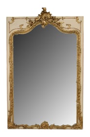 French Regency painted and gold leaf beveled mirror