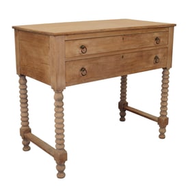 English 2 drawer server on bobbin legs in bleached mahogany
