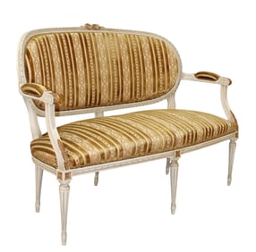 French Louis XVI style settee painted finish