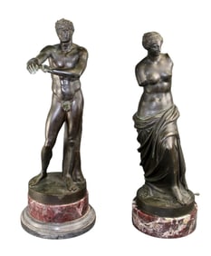Companion pair of Benedetto Boschetti bronze figural statues