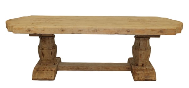 French trestle table with carved fleur de lys