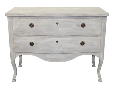 Italian painted 2 drawer commode on legs