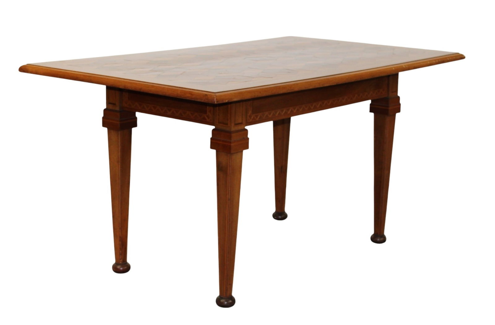 French parquetry top table on tapered legs (1 of 10)