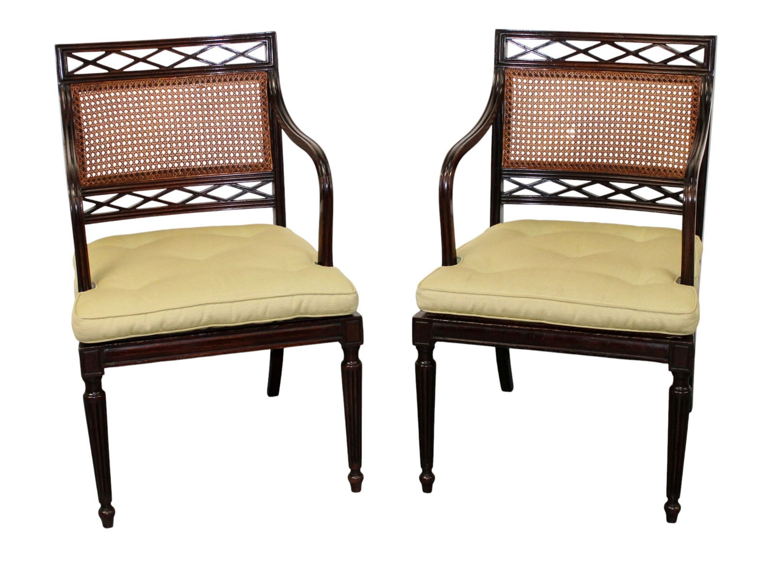Pair of English Regency armchairs with caned backs (1 of 9)