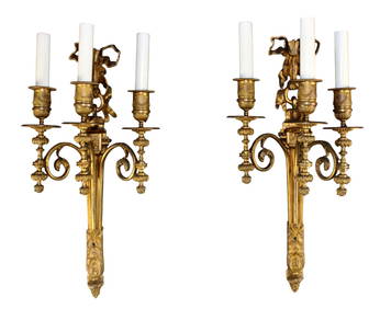 Pair of French Louis XVI style bronze wall sconces (1 of 13)