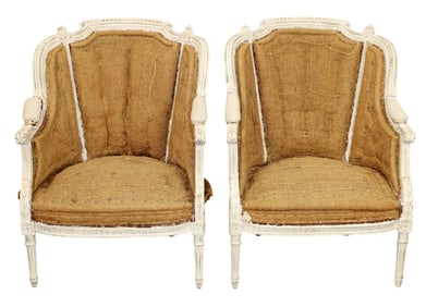Pair of French Louis XVI style bergeres