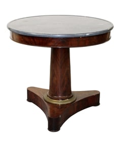 French Empire gueridon table in mahogany with marble top