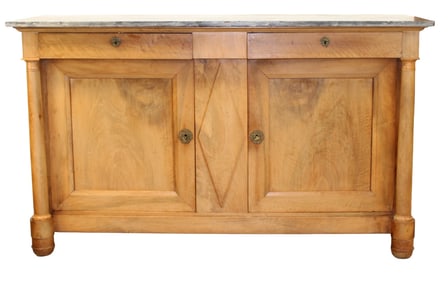 French Louis Philippe buffet bas in walnut with marble top