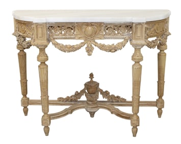 French Louis XVI marble top console table