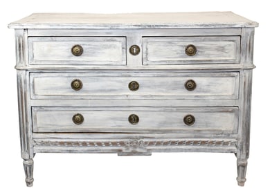 French Louis XVI style 2 over 2 drawer commode in painted finish