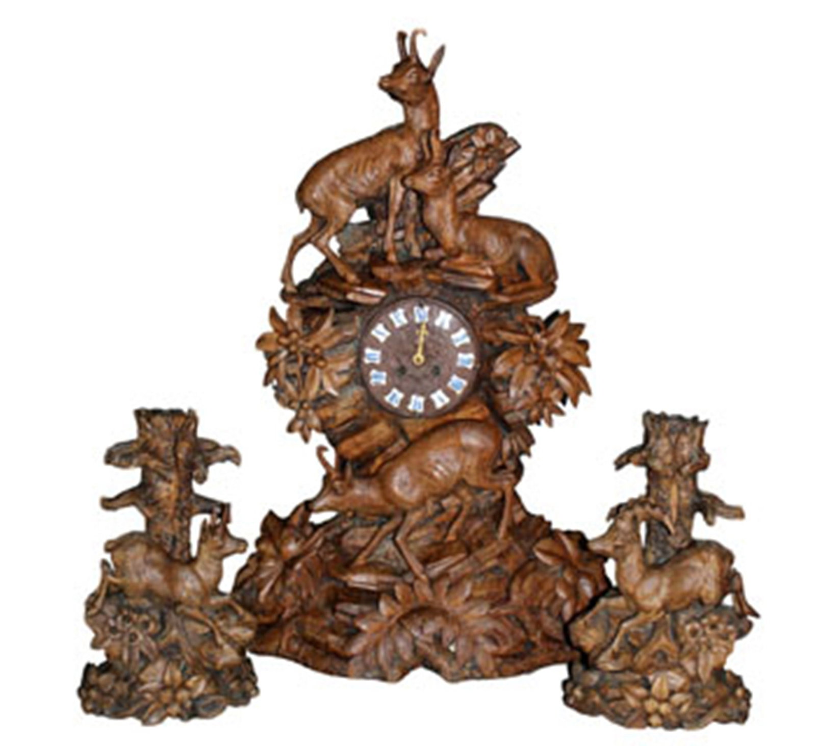 Black Forest 3 piece clock set with deer. Clock (1 of 14)