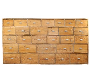 French multi drawer hardware shop chest in pine