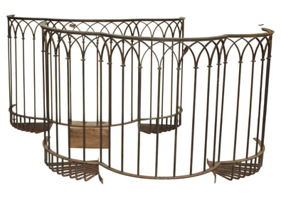 Lot of 2 French Gothic Revival iron balconies