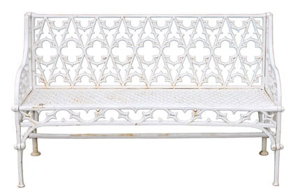 American Gothic style cast iron garden bench