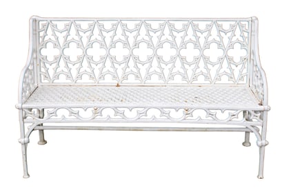 American Gothic style cast iron garden bench