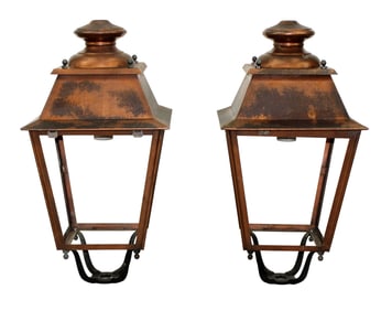 Pair of French copper lantern heads