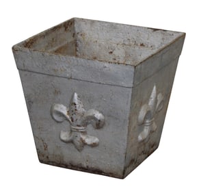 Cast iron square planter with fleur de lys