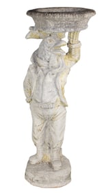 Cast concrete garden rooster bird feeder