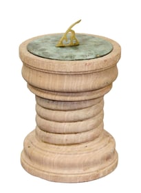 Copper sundial with eagle mounted on rouge marble plinth