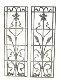 Pair of French Art Nouveau cast iron panels