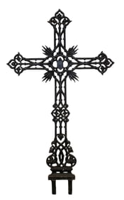 Large European cast iron cross with painted finish