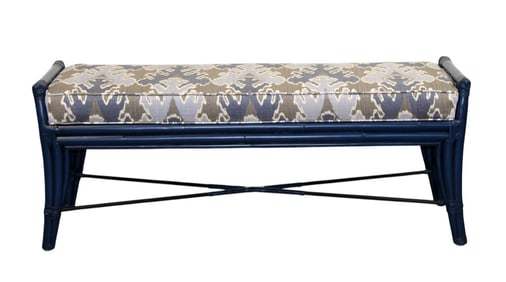 David Francis Furniture bamboo bench painted blue finish