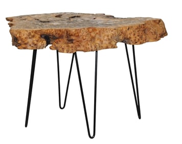 Curly maple burled live edge side table