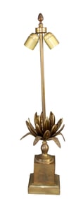 French Maison Charles style brass lotus flower table lamp