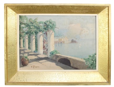 Italian oil on canvas seascape painting signed V. Ciappa