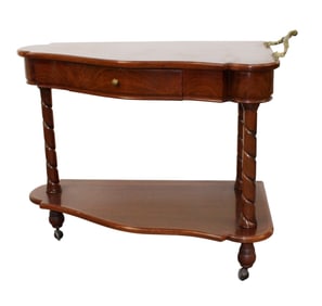 Corner form mahogany rolling tea cart
