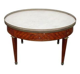 French Louis XVI style round table with marble top
