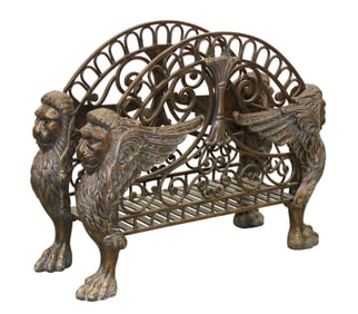 Regency style magazine holder with lions