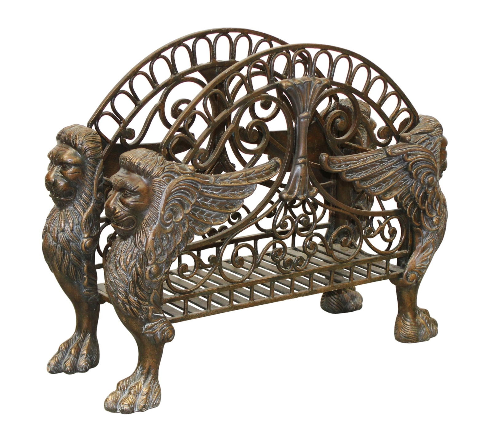 Regency style magazine holder with lions (1 of 8)