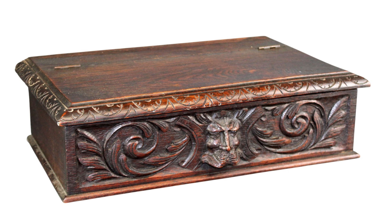 French relief carved oak dresser box (1 of 9)