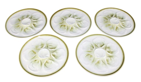Lot of 5 French Faience de St Amand oyster plates