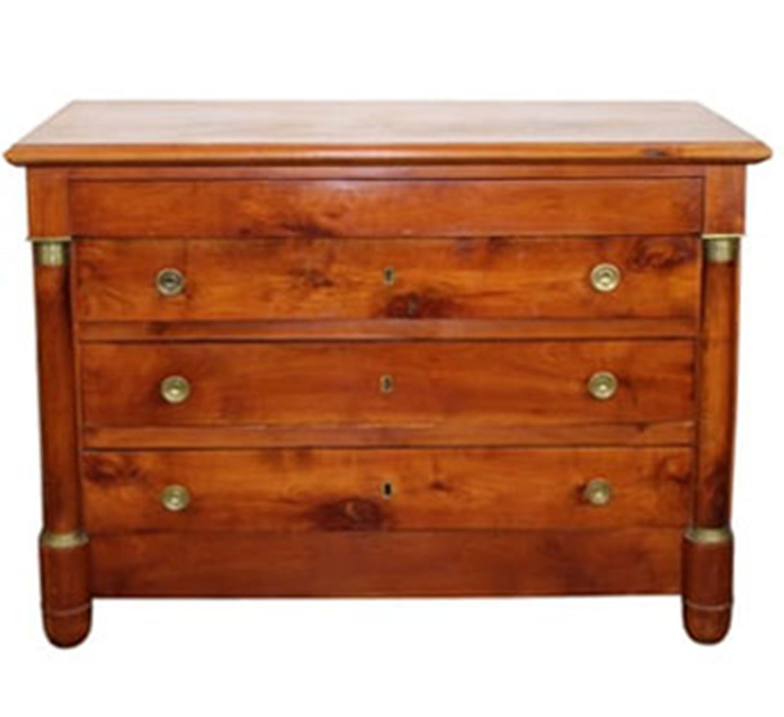 French Empire style commode in walnut with brass capitals (1 of 12)