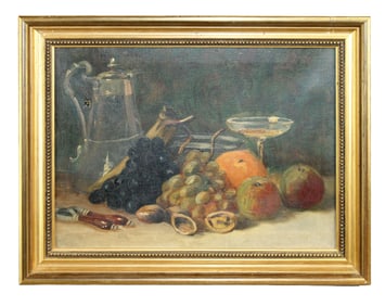 Oil on canvas still life with fruit