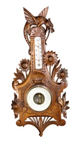 French wall mount thermometer and barometer