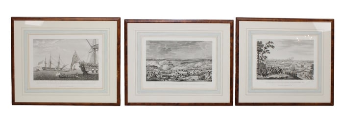 Lot of 3 French copper plated engravings depicting military scenes