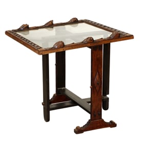 French relief carved oak flip top table