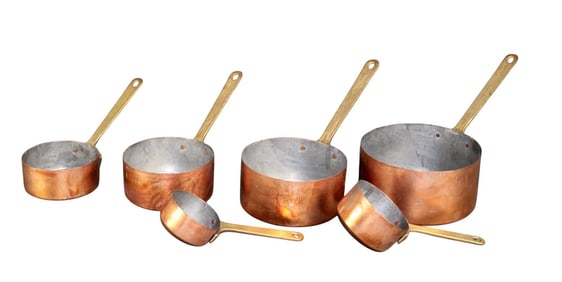 Lot of 6 copper pots