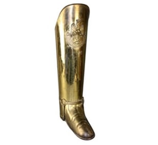 French brass military boot form umbrella stand