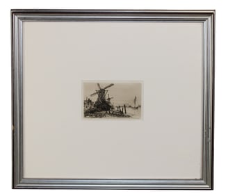 Framed book plate depicting a Windmill