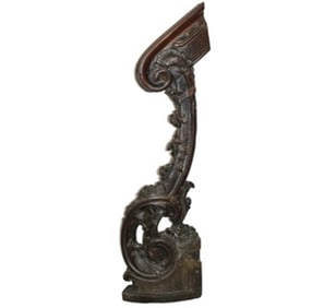 French carved oak stairway newel post