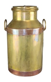 Vintage brass and copper milk can