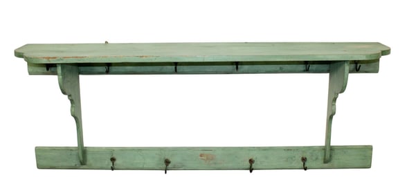 French painted wall shelf pot rack