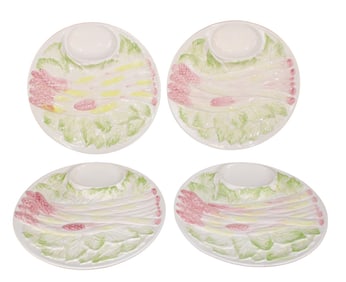 Lot of 4 French Majolica asparagus plates