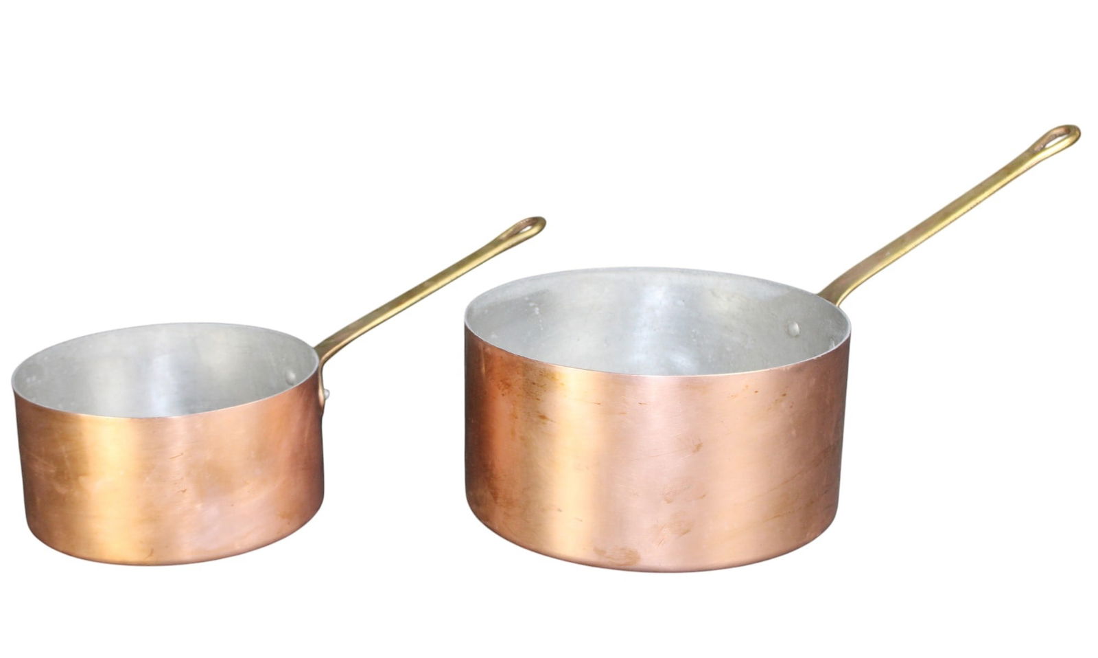 Lot of 2 copper pots with brass handles (1 of 8)