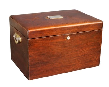 English milk glass lined mahogany humidor