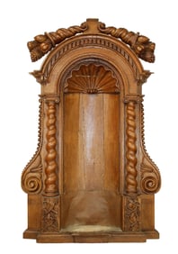 French carved oak niche with fruited cornucopia